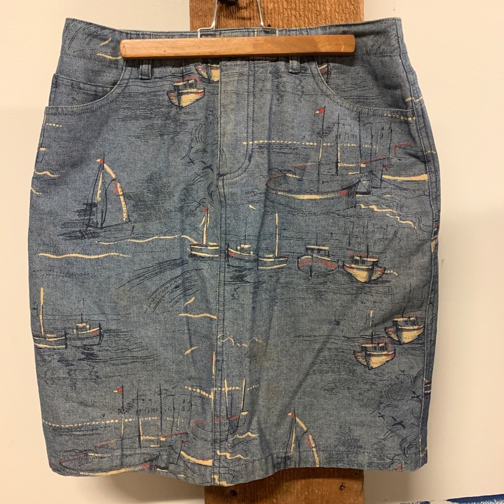 Liz Claiborne Petite Vintage Nautical Denim Skirt
